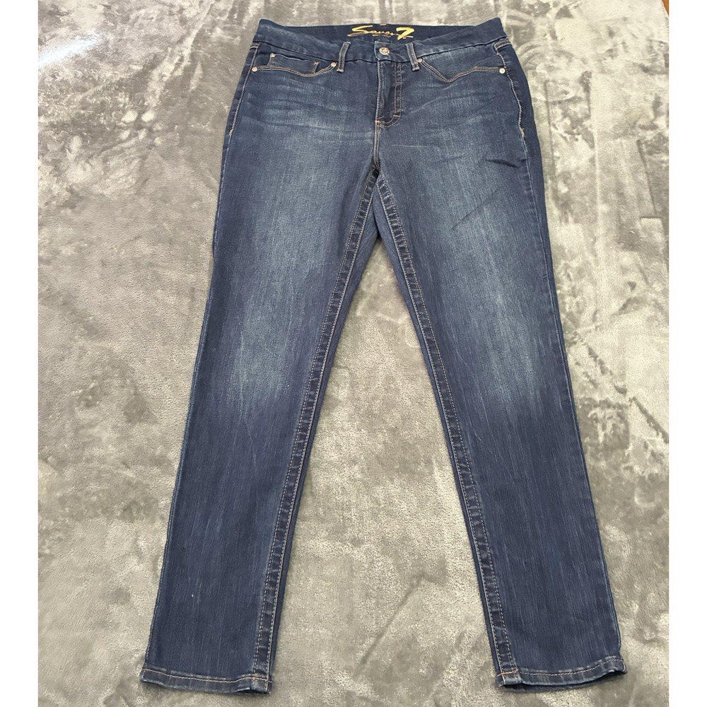 Seven7 Jeans Womens 12 Blue Tummyless High-Rise Skinny Tummy Control‎ Denim